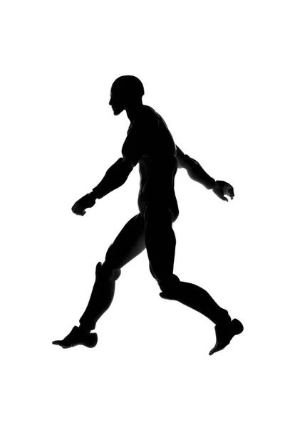 Silhouette Walking Determined Man White Background — Stock Photo, Image