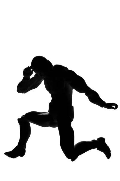 Silhouette Man Pose His Knee White Background — Stock Photo, Image