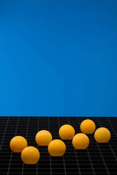 Abstract Still Life Orange Balls Blue Background — Stockfoto