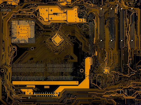 Kişisel Bir Bilgisayarın Anakartının Ters Tarafı Yakın Çekim — Stok fotoğraf