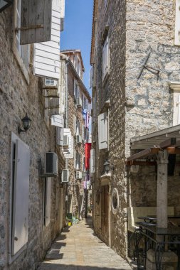 Budva, Karadağ - 03 Ağustos 2017:Streets tarihi kent