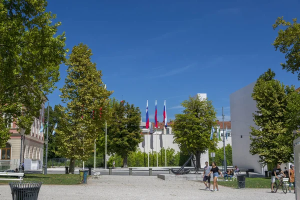 卢布尔雅那 斯洛文尼亚 2019年8月15日 卢布尔雅那市公园 安克雷 纪念碑 — 图库照片