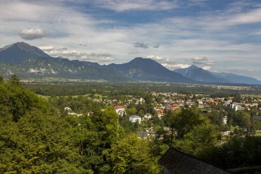 Ljubljana, Slovenya - 15 Ağustos 2019: Slovenya'nın Bled şehrinin görünümü.