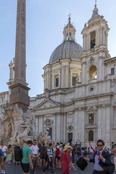 Roma Talya Ağustos 2019 Dört Nehir Çeşmesi Yakınlarındaki Piazza Navona — Stok fotoğraf