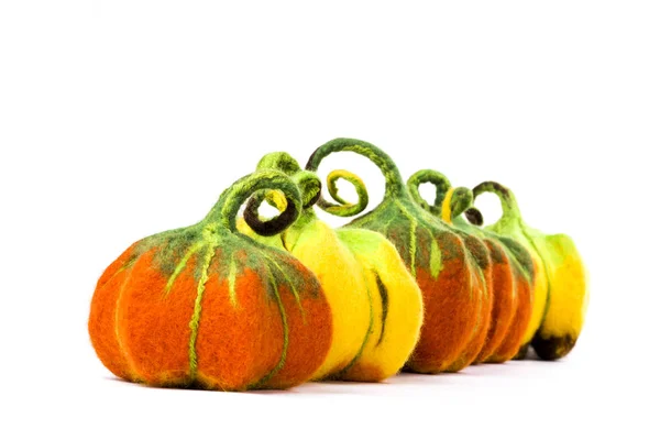 Pumpkins Handmade Felted Wool Celebration Halloween — Stock Photo, Image