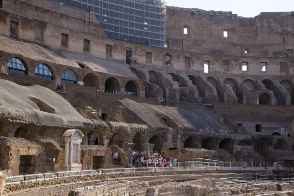 Rom Italien August 2019 Fragment Der Mauer Des Kolosseums Amphitheater — Stockfoto