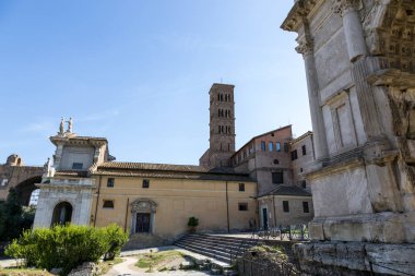 Roma, İtalya - 17 Ağustos 2019: Santa Francesca Romana - Roma Forumundaki ortaçağ kilisesi