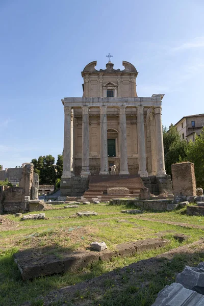 Rome Italië Augustus 2019 Tempel Van Antoninus Faustina Tempel Het — Stockfoto