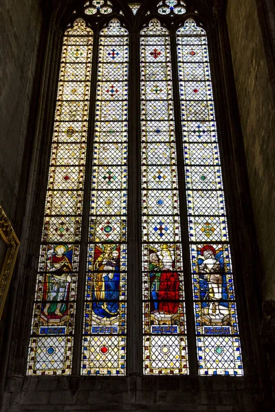 Rouen Frankrijk Juli 2018 Een Oud Glas Loodraam Kathedraal Van — Stockfoto