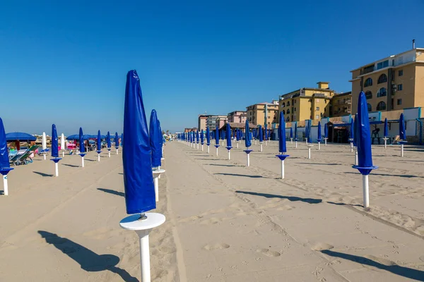 Castel Volturno Italia Agosto 2019 Vista Mañana Playa Junto Mar — Foto de Stock