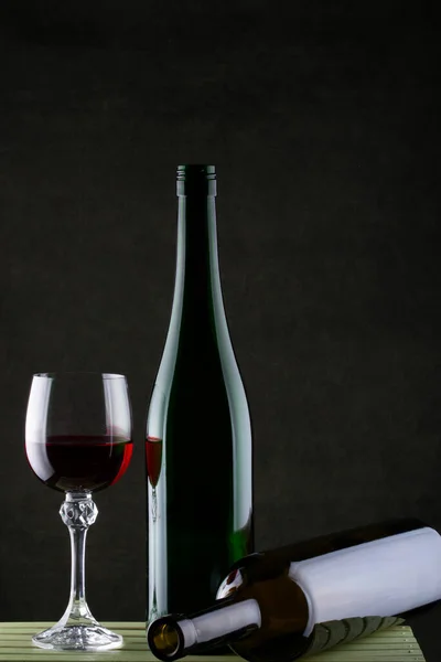 Still Life Glasses Wine Glass Bottle — Stock Photo, Image