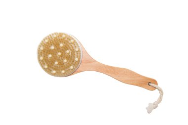 Beyaz arka plan üzerinde vücut masajı fırça closeup.