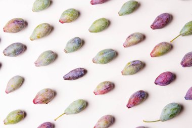 Erik ile dikişsiz desen. Tropikal soyut arka plan. Beyaz arka planda erik