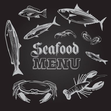Deniz ürünleri menü bir vektör çizim 