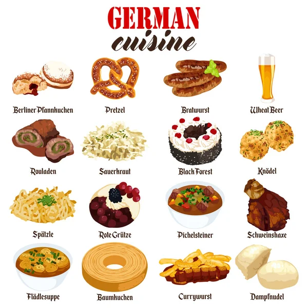 Vector Illustration German Food Cuisine — Stock Vector