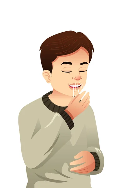 Vector Illustration Sick Man Sneezing — Stock Vector