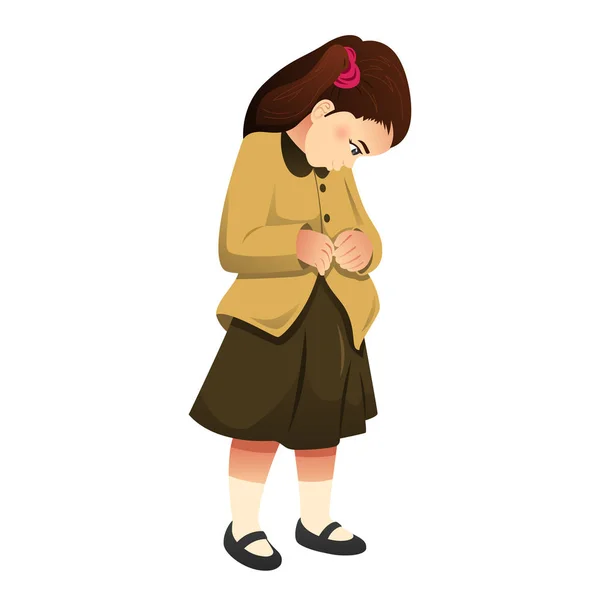 Vektor Illustration Eines Kleinen Mädchens Das Sich Die Kleidung Zuknöpft — Stockvektor