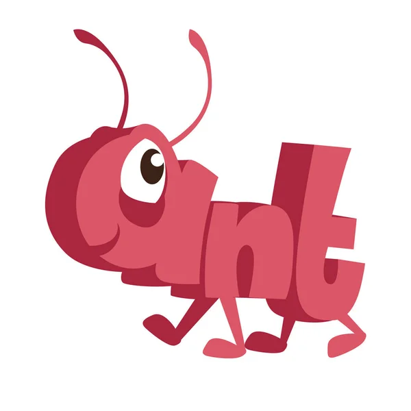 Vector Illustration Ant Cartoon Animal Letters — Stock Vector