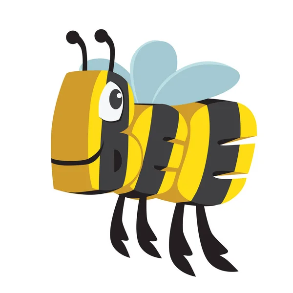 Uma Ilustração Vetorial Bee Cartoon Animal Letras — Vetor de Stock