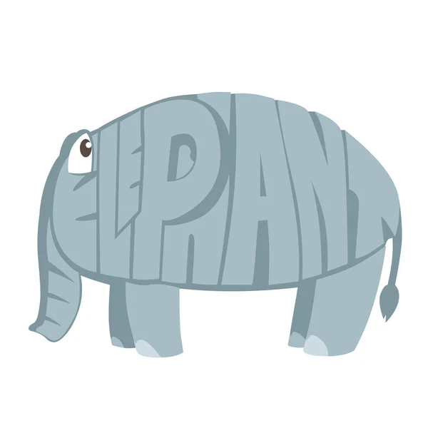 Uma Ilustração Vetorial Animal Dos Desenhos Animados Elefante Letras — Vetor de Stock