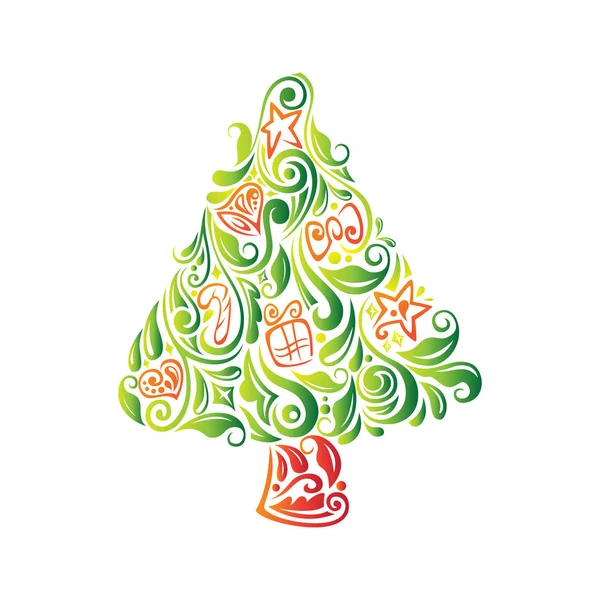 Una Ilustración Vectorial Abstract Beautiful Christmas Tree — Archivo Imágenes Vectoriales