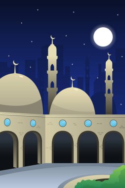Gece saat, İslam Camii bir vektör çizim