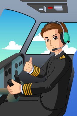 Bir uçağın Pilot bir vektör çizim 