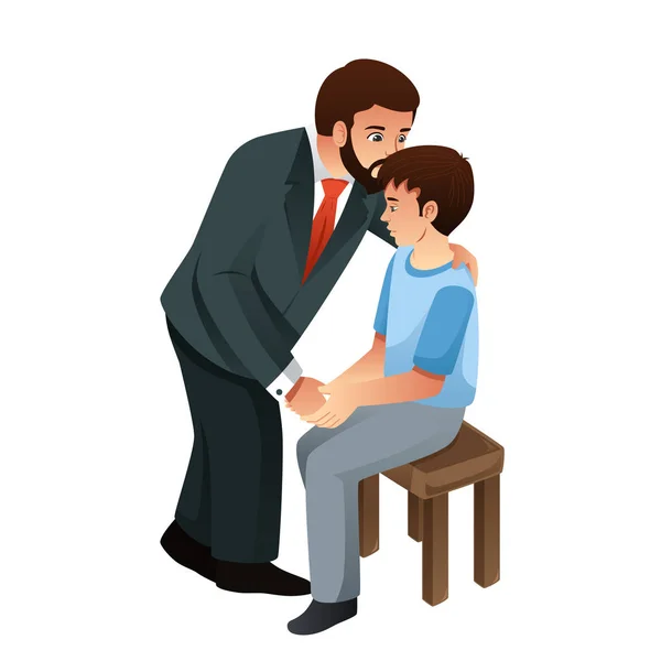 Una Ilustración Vectorial Del Padre Besando Hijo — Vector de stock