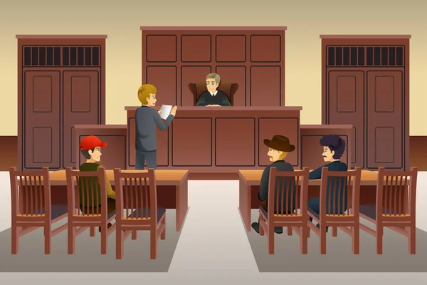 Egy Vektoros Illusztráció Egy Bírósági Jelenet — Stock Vector