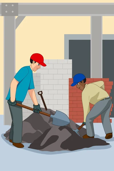 Eine Vektorillustration Des Arbeitenden Bauarbeiters — Stockvektor