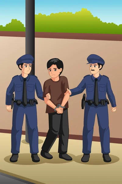 警察官は犯罪者をキャッチのベクトル イラスト — ストックベクタ