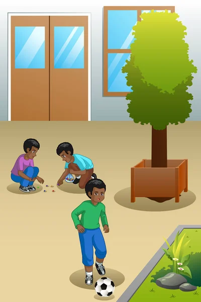Eine Vektor Illustration Von Kindern Die Freien Spielen — Stockvektor