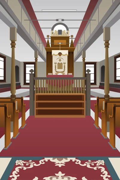 Una Ilustración Vectorial Del Interior Una Sinagoga — Vector de stock