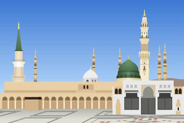 A vector illustration of Medina Mosque in Saudi Arabia 