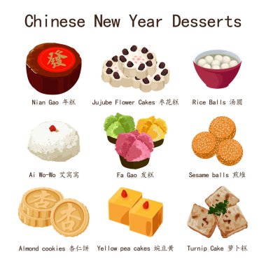 A vector illustration of Chinese New Year Desserts  clipart