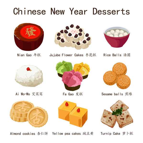 A vector illustration of Chinese New Year Desserts 