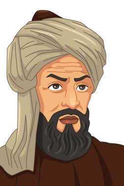 A vector illustration of Al-Khwarizmi Muslim Scholar  clipart