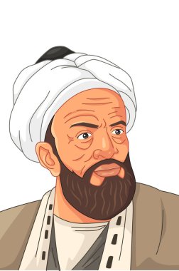 Al-Biruni Müslüman bilim adamı bir vektör çizim 