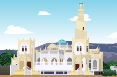 A vector illustration of Hadramaut Mosque in Yemen  clipart