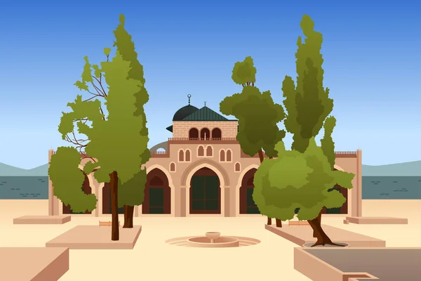 Eine Vektorillustration Der Aqsa Moschee Jerusalem — Stockvektor