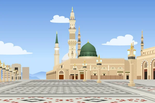 沙特阿拉伯梅迪纳清真寺的向量例证 — 图库矢量图片