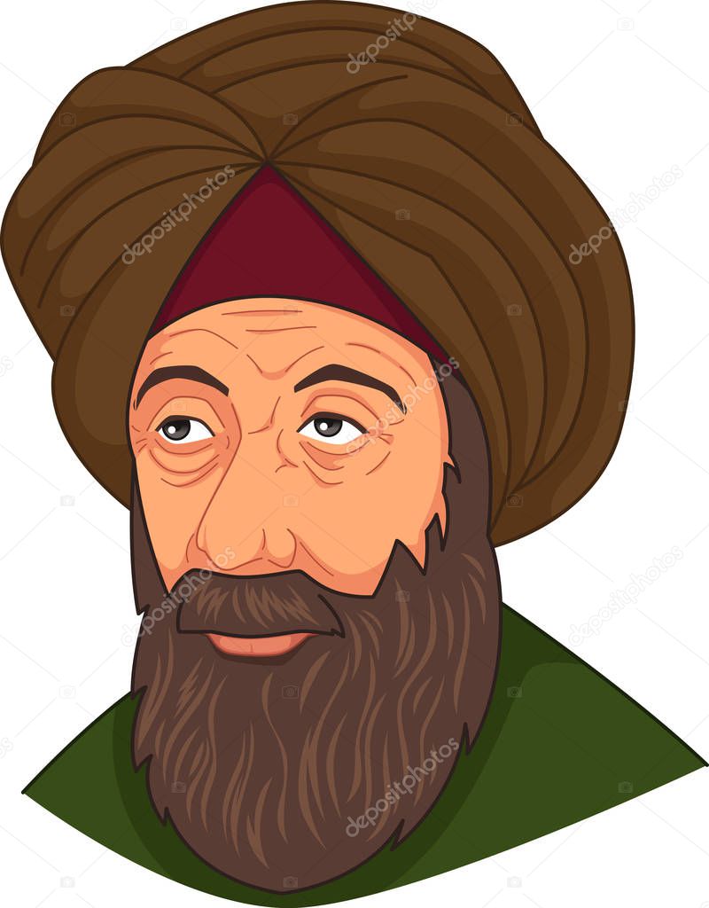 A vector illustration of Ibn al-Haitam Arabian Optician