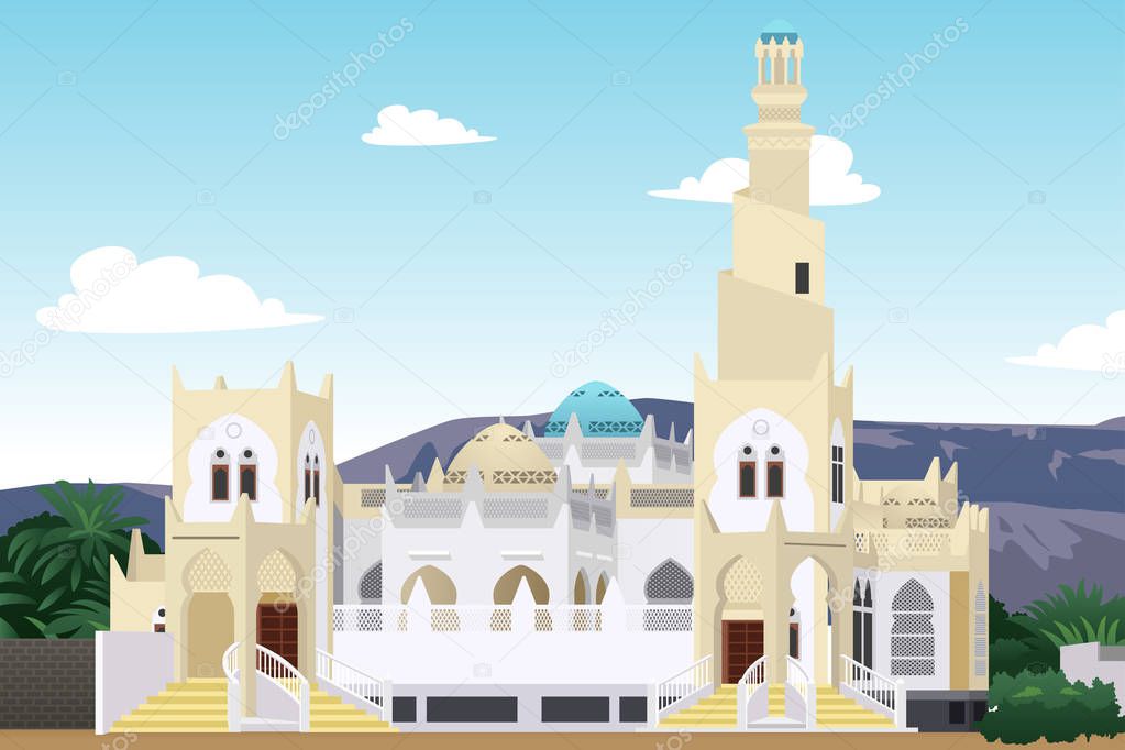 A vector illustration of Hadramaut Mosque in Yemen 