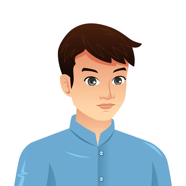 Vector Illustration Portrait Young Man — Stock Vector