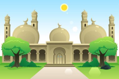 İslam Camii öğle saatlerinde bir vektör çizim