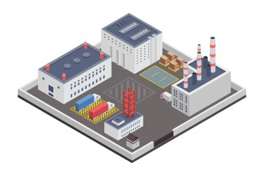 Sanayi tesisleri fabrikası Izometrik Illustration