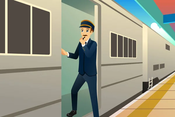 Ilustración del conductor del tren — Vector de stock