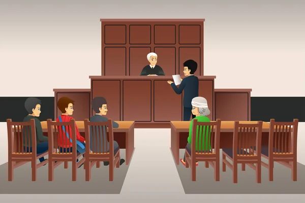 Courtroom Scene Illustration — Stock Vector