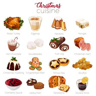 Christmas Cuisine Holiday Season Illustration clipart