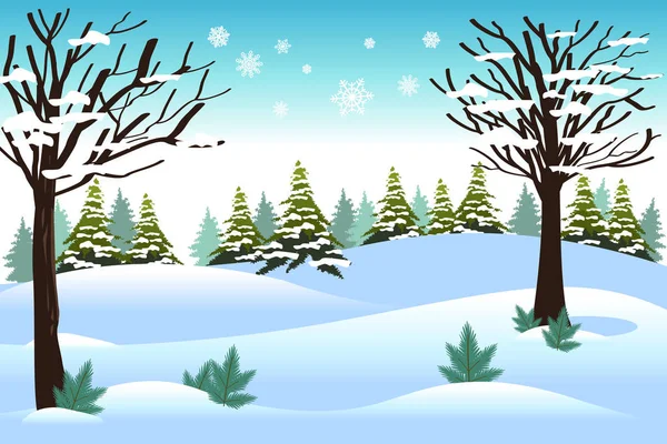 Beautiful Winter Season Nature Landscape Background Illustration — Stock Vector
